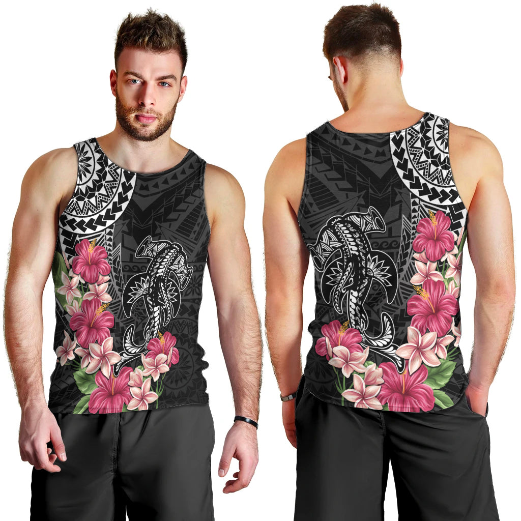 Black Polynesian Hammerhead Shark Tribal Pattern Men Tank Top LT05 - Polynesian Pride