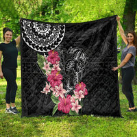 Black Polynesian Hammerhead Shark Tribal Pattern Quilt LT05 - Polynesian Pride