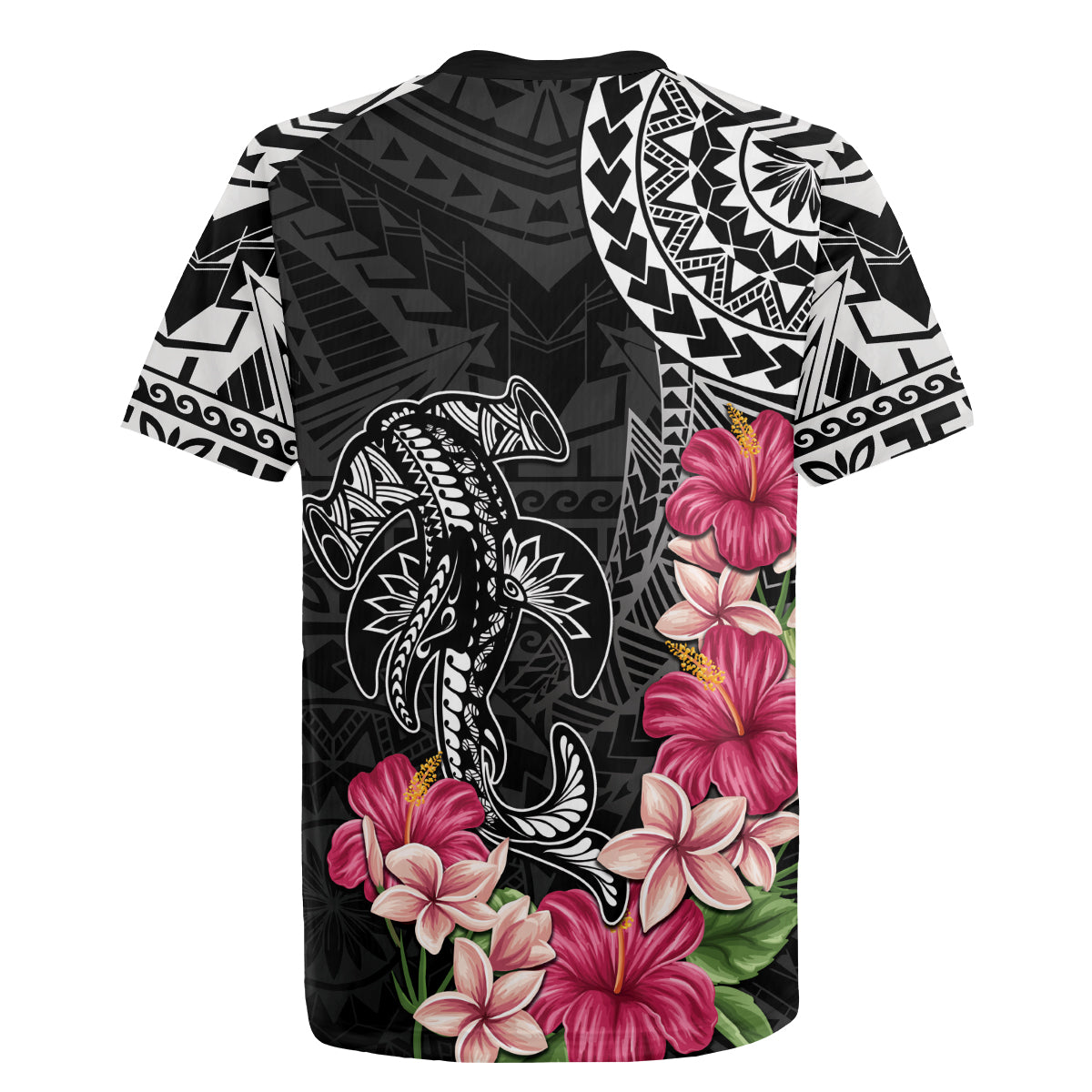 Black Polynesian Hammerhead Shark Tribal Pattern Rugby Jersey