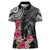 Black Polynesian Hammerhead Shark Tribal Pattern Women Polo Shirt