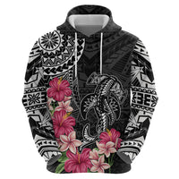 Black Polynesian Hammerhead Shark Tribal Pattern Zip Hoodie