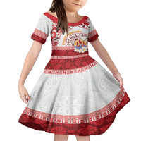 French Polynesia Internal Autonomy Day Kid Short Sleeve Dress Tropical Hibiscus And Turtle Pattern LT05 KID Red - Polynesian Pride