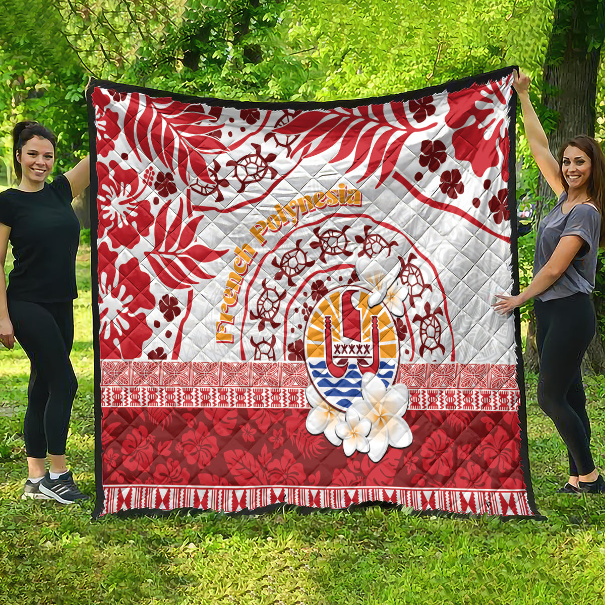 French Polynesia Internal Autonomy Day Quilt Tropical Hibiscus And Turtle Pattern LT05 - Polynesian Pride