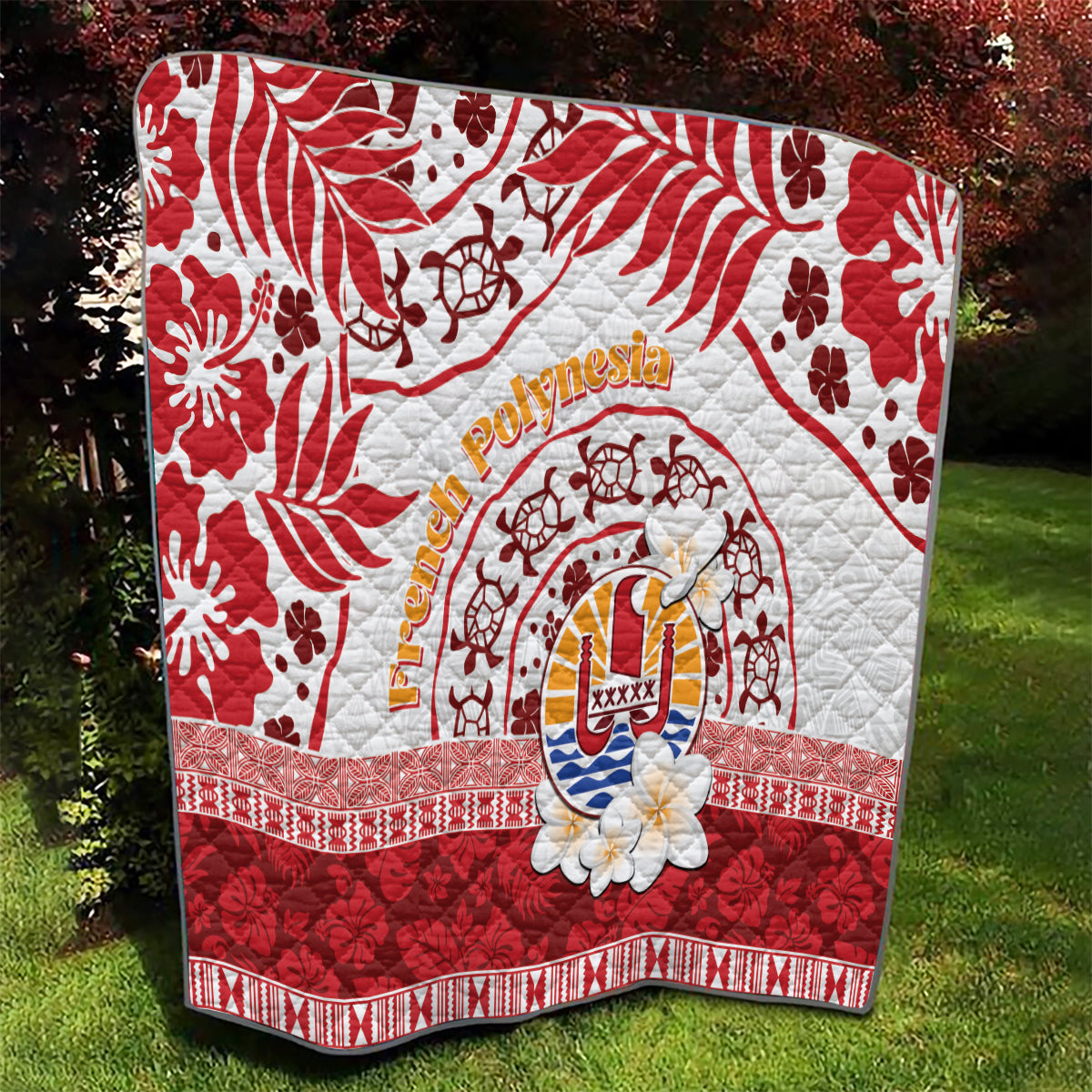 French Polynesia Internal Autonomy Day Quilt Tropical Hibiscus And Turtle Pattern LT05 - Polynesian Pride