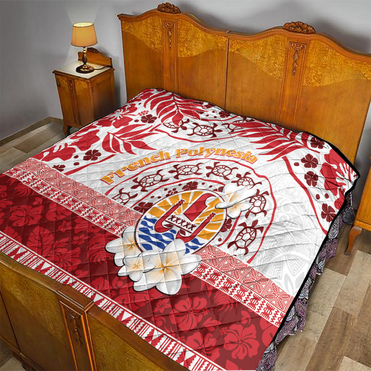 French Polynesia Internal Autonomy Day Quilt Tropical Hibiscus And Turtle Pattern LT05 - Polynesian Pride