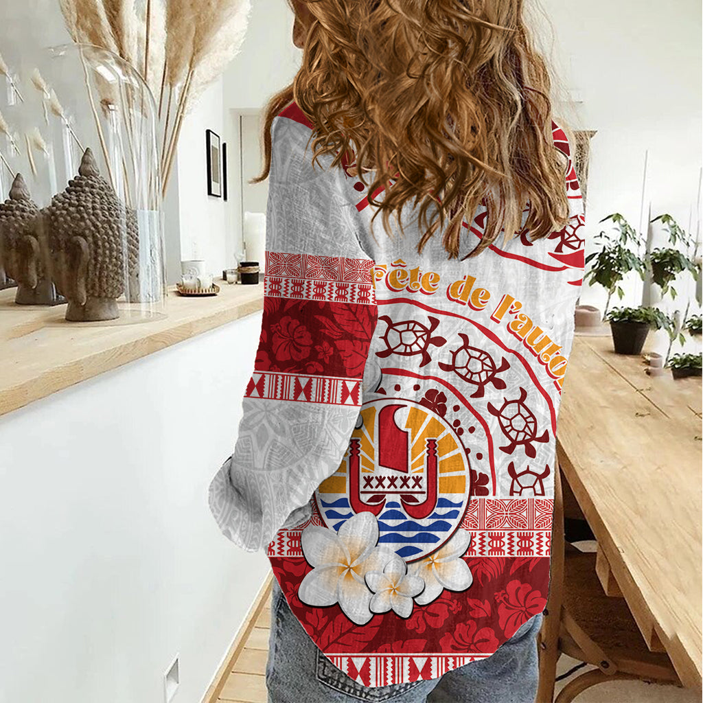 French Polynesia Internal Autonomy Day Women Casual Shirt Tropical Hibiscus And Turtle Pattern LT05 - Polynesian Pride
