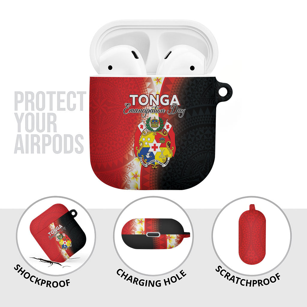 Tonga Emancipation Day AirPods Case Tongan Ngatu Pattern With Plumeria LT05 - Polynesian Pride