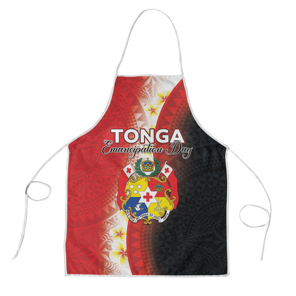 Tonga Emancipation Day Apron Tongan Ngatu Pattern With Plumeria LT05 Red - Polynesian Pride