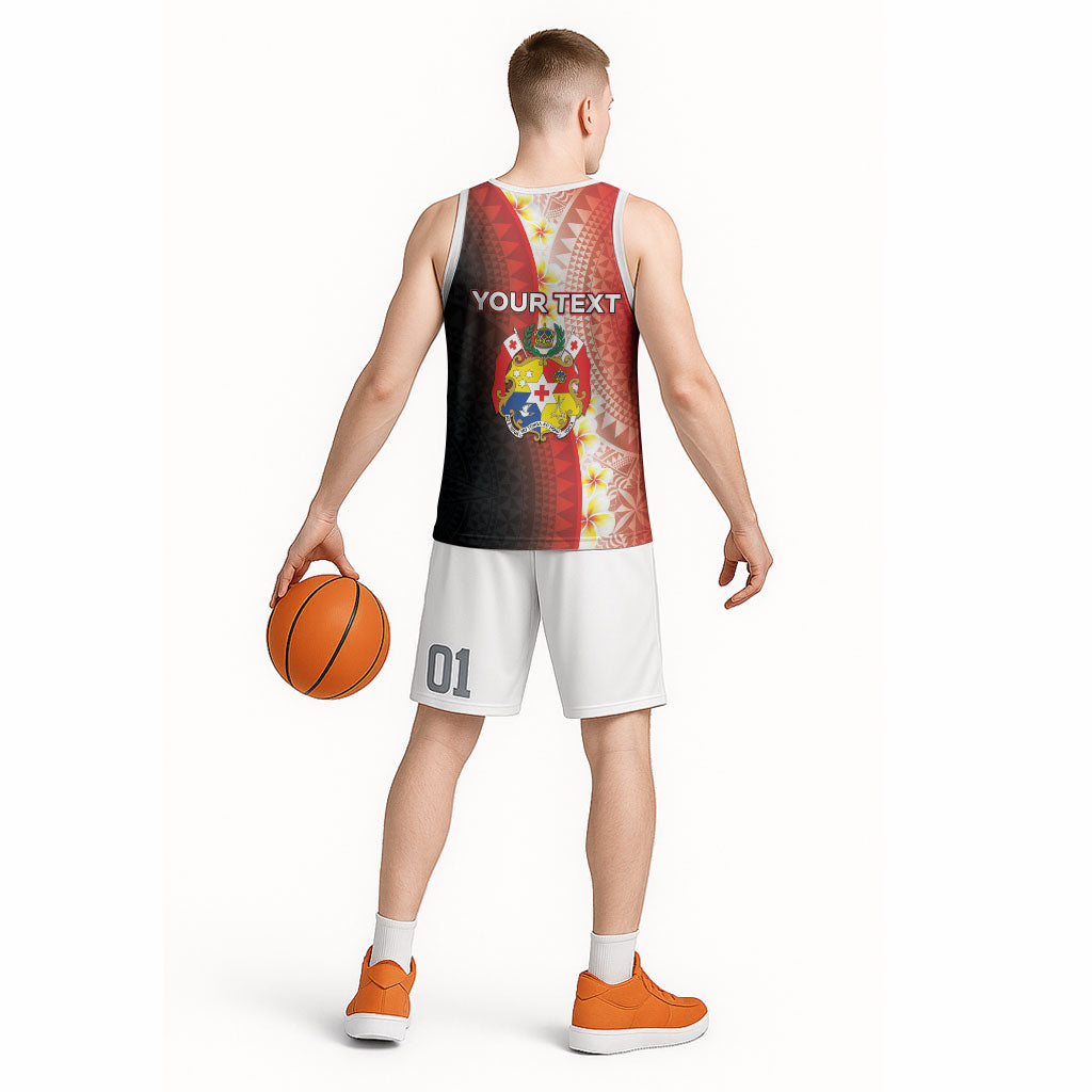 Personalised Tonga Emancipation Day Basketball Jersey Tongan Ngatu Pattern With Plumeria LT05 - Polynesian Pride