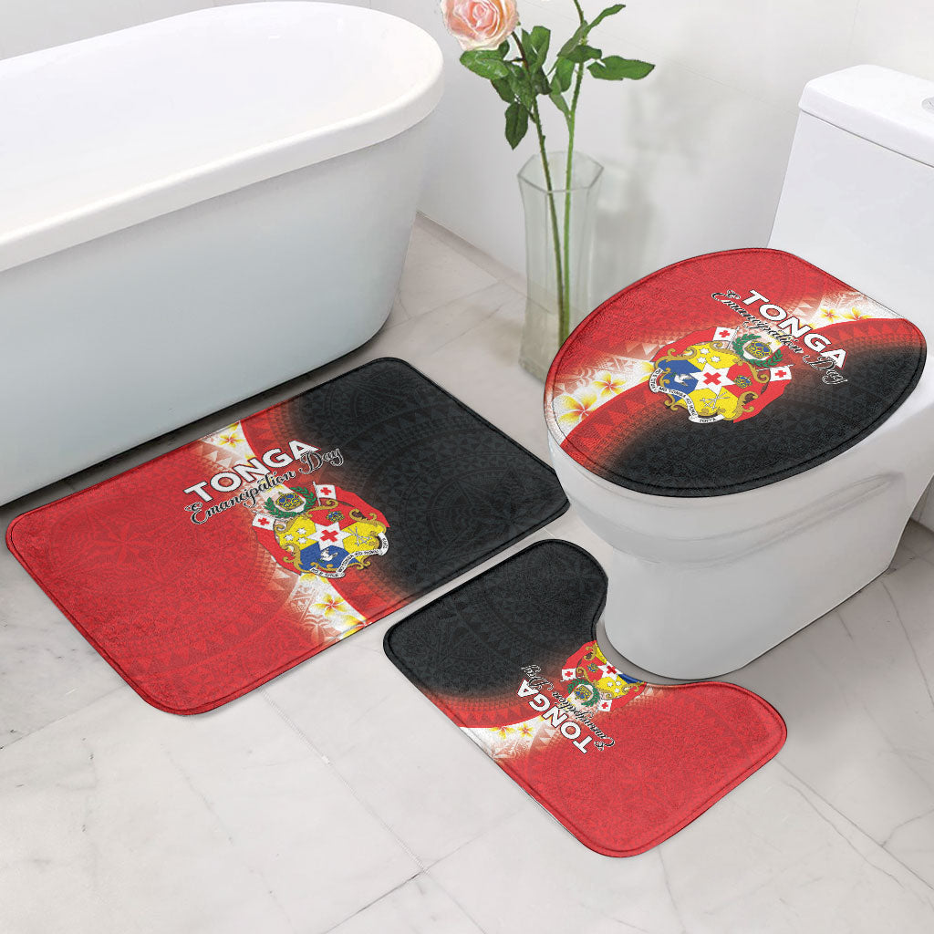 Tonga Emancipation Day Bathroom Set Tongan Ngatu Pattern With Plumeria LT05 - Polynesian Pride