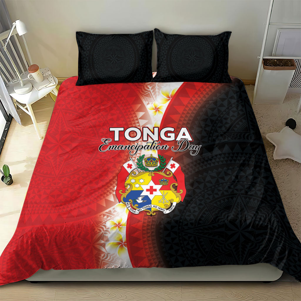 Tonga Emancipation Day Bedding Set Tongan Ngatu Pattern With Plumeria LT05 - Polynesian Pride