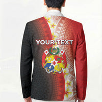 Personalised Tonga Emancipation Day Blazer Tongan Ngatu Pattern With Plumeria LT05 - Polynesian Pride