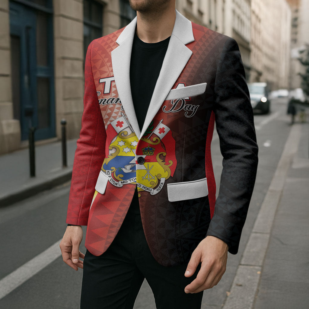 Personalised Tonga Emancipation Day Blazer Tongan Ngatu Pattern With Plumeria LT05 - Polynesian Pride