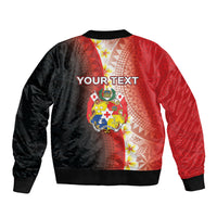 Personalised Tonga Emancipation Day Bomber Jacket Tongan Ngatu Pattern With Plumeria LT05 - Polynesian Pride