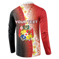 Personalised Tonga Emancipation Day Button Sweatshirt Tongan Ngatu Pattern With Plumeria LT05 - Polynesian Pride