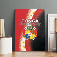 Tonga Emancipation Day Canvas Wall Art Tongan Ngatu Pattern With Plumeria LT05 - Polynesian Pride