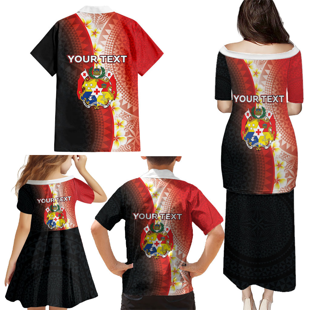 Personalised Tonga Emancipation Day Family Matching Puletasi and Hawaiian Shirt Tongan Ngatu Pattern With Plumeria LT05 - Polynesian Pride