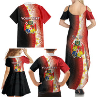 Personalised Tonga Emancipation Day Family Matching Summer Maxi Dress and Hawaiian Shirt Tongan Ngatu Pattern With Plumeria LT05 - Polynesian Pride