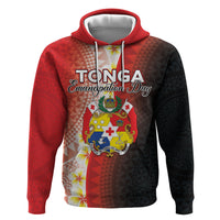 Personalised Tonga Emancipation Day Hoodie Tongan Ngatu Pattern With Plumeria LT05 Pullover Hoodie Red - Polynesian Pride