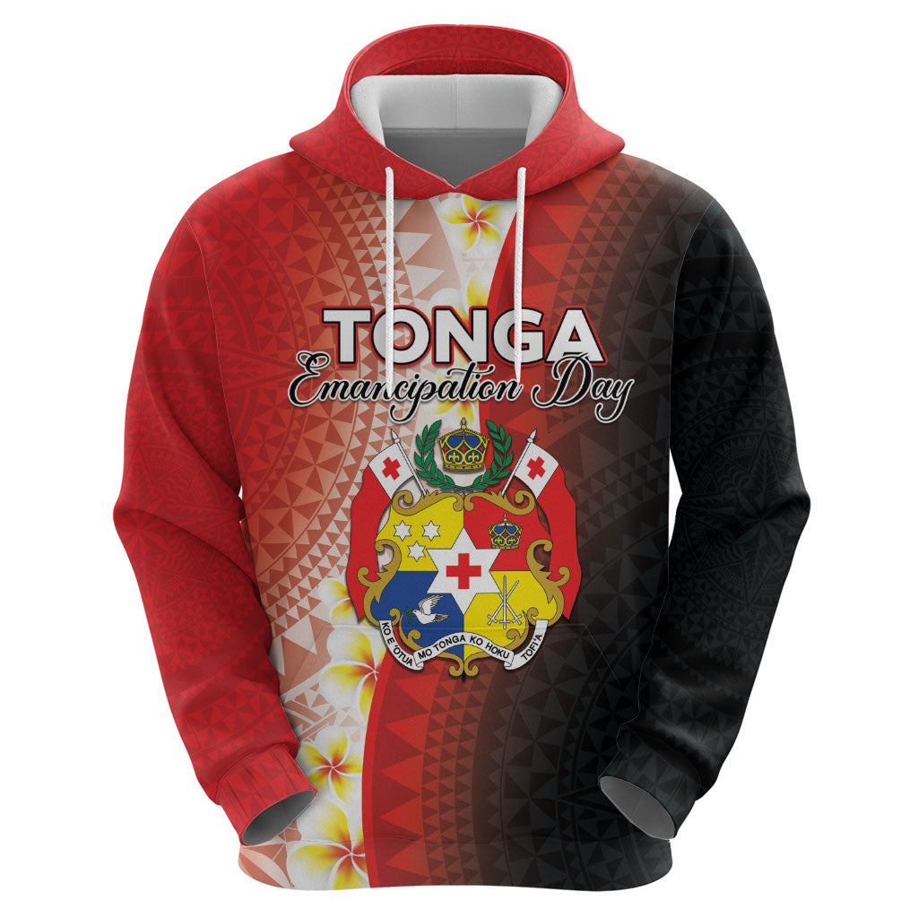 Personalised Tonga Emancipation Day Hoodie Tongan Ngatu Pattern With Plumeria LT05 - Polynesian Pride