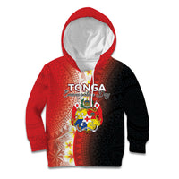 Personalised Tonga Emancipation Day Kid Hoodie Tongan Ngatu Pattern With Plumeria LT05 Hoodie Red - Polynesian Pride