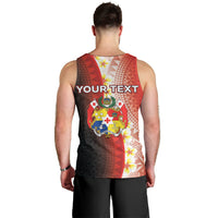 Personalised Tonga Emancipation Day Men Tank Top Tongan Ngatu Pattern With Plumeria LT05 - Polynesian Pride
