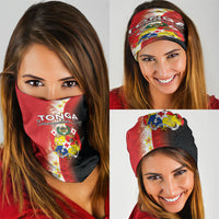 Tonga Emancipation Day Neck Gaiter Tongan Ngatu Pattern With Plumeria LT05 - Polynesian Pride