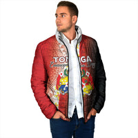 Personalised Tonga Emancipation Day Padded Jacket Tongan Ngatu Pattern With Plumeria LT05 - Polynesian Pride