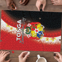 Tonga Emancipation Day Puzzle Tongan Ngatu Pattern With Plumeria LT05 - Polynesian Pride