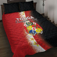 Tonga Emancipation Day Quilt Bed Set Tongan Ngatu Pattern With Plumeria LT05 Red - Polynesian Pride
