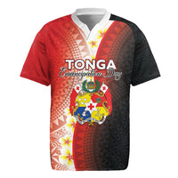 Personalised Tonga Emancipation Day Rugby Jersey Tongan Ngatu Pattern With Plumeria LT05 Red - Polynesian Pride