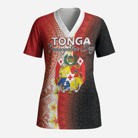 Personalised Tonga Emancipation Day Scrub Top Tongan Ngatu Pattern With Plumeria LT05 Adult Red - Polynesian Pride