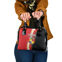 Tonga Emancipation Day Shoulder Handbag Tongan Ngatu Pattern With Plumeria LT05 One Size Red - Polynesian Pride