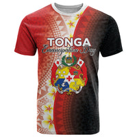 Personalised Tonga Emancipation Day T Shirt Tongan Ngatu Pattern With Plumeria LT05 Red - Polynesian Pride