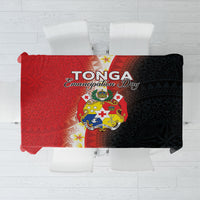 Tonga Emancipation Day Tablecloth Tongan Ngatu Pattern With Plumeria LT05 Red - Polynesian Pride