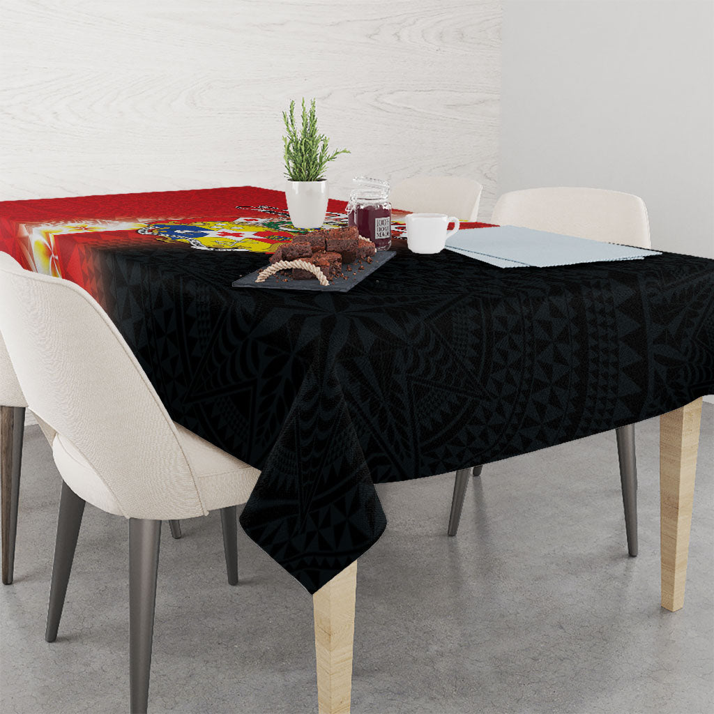 Tonga Emancipation Day Tablecloth Tongan Ngatu Pattern With Plumeria LT05 - Polynesian Pride