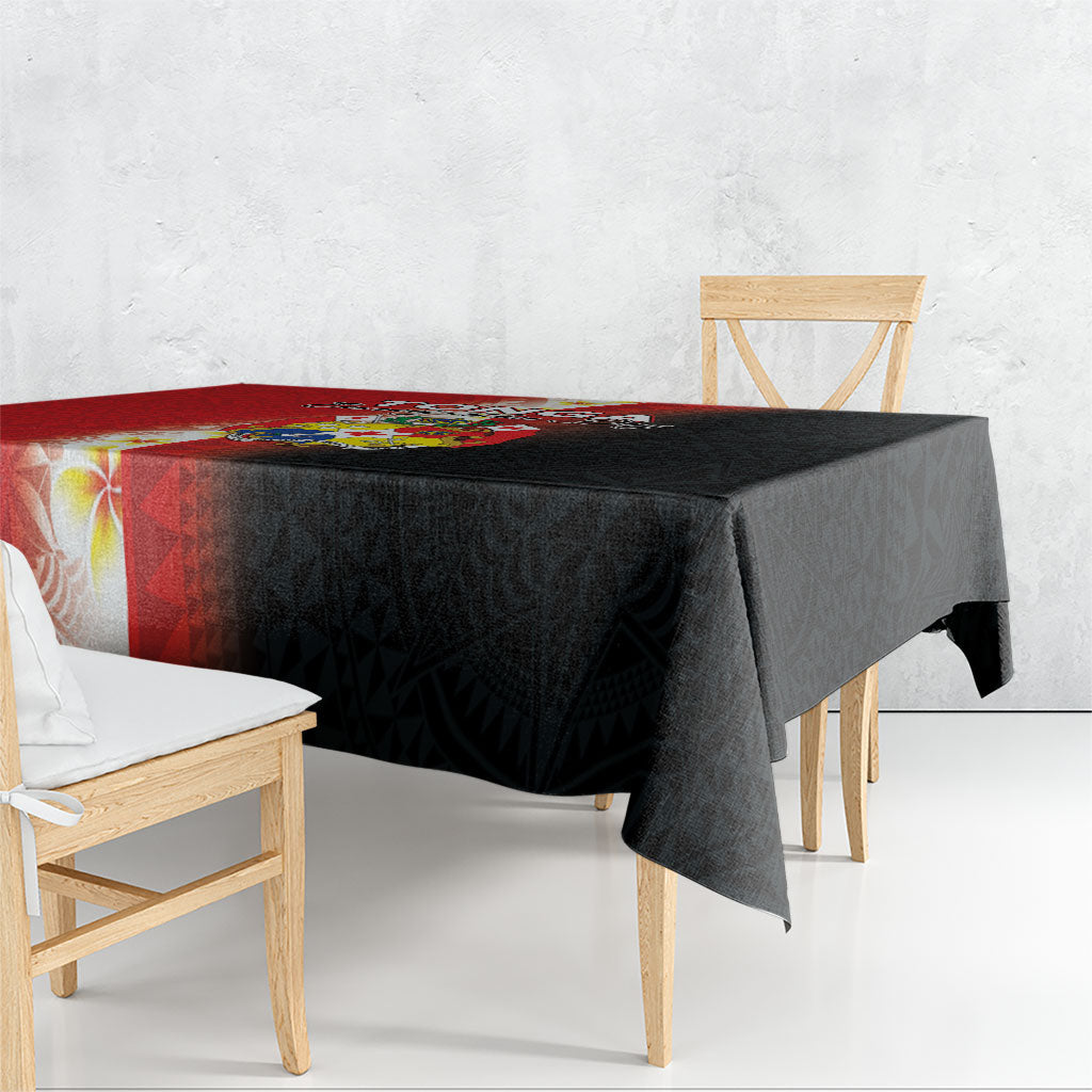 Tonga Emancipation Day Tablecloth Tongan Ngatu Pattern With Plumeria LT05 - Polynesian Pride