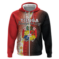 Personalised Tonga Emancipation Day Zip Hoodie Tongan Ngatu Pattern With Plumeria LT05 Zip Hoodie Red - Polynesian Pride