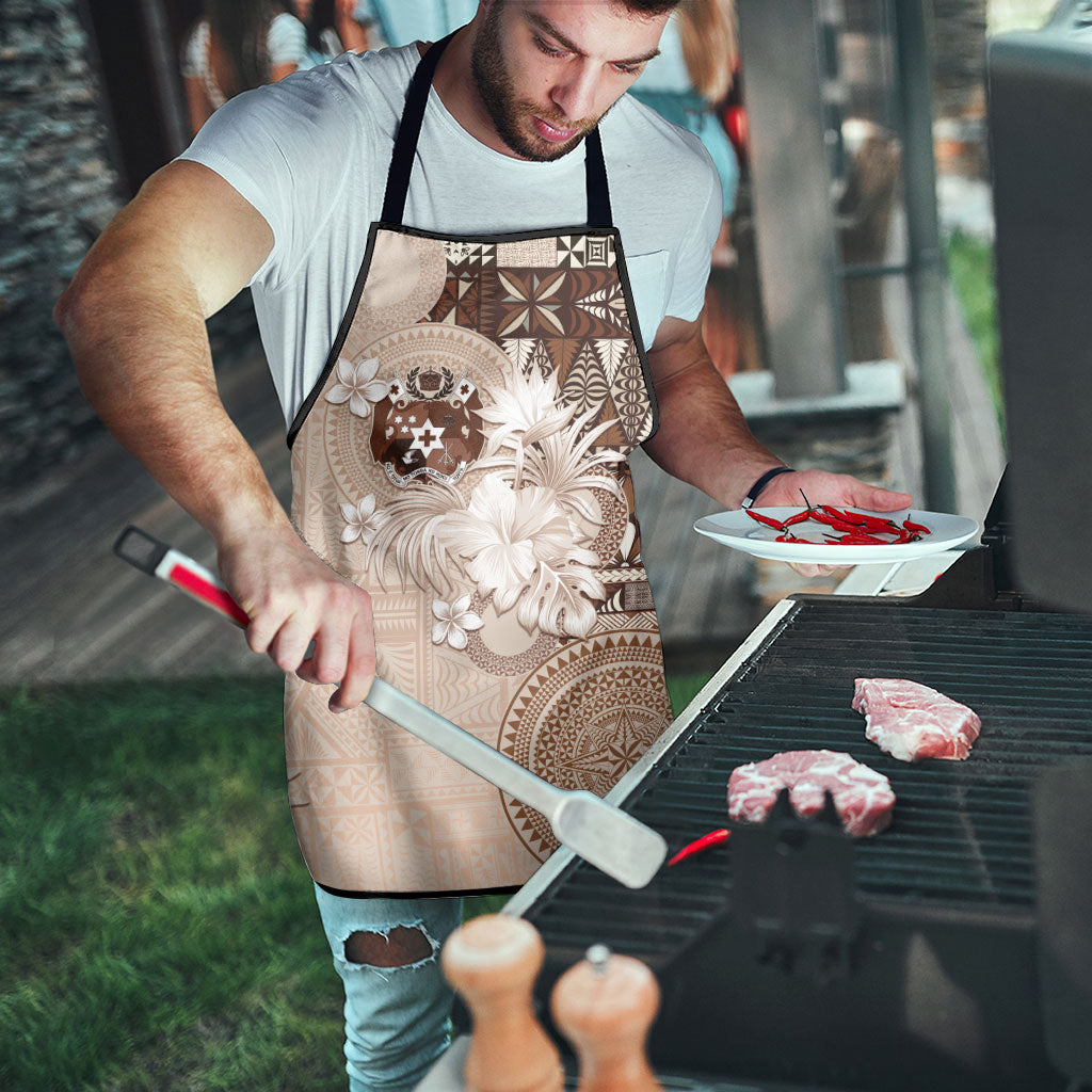 Tonga Ngatu Motifs Apron With Coat Of Arms Beige
