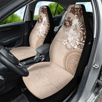 Tonga Ngatu Motifs Car Seat Cover With Coat Of Arms Beige