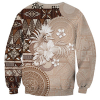 Tonga Ngatu Motifs Sweatshirt With Coat Of Arms Beige