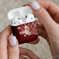 Tonga Ngatu Motifs AirPods Case With Coat Of Arms Red