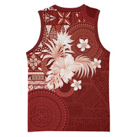 Tonga Ngatu Motifs Basketball Jersey With Coat Of Arms Red