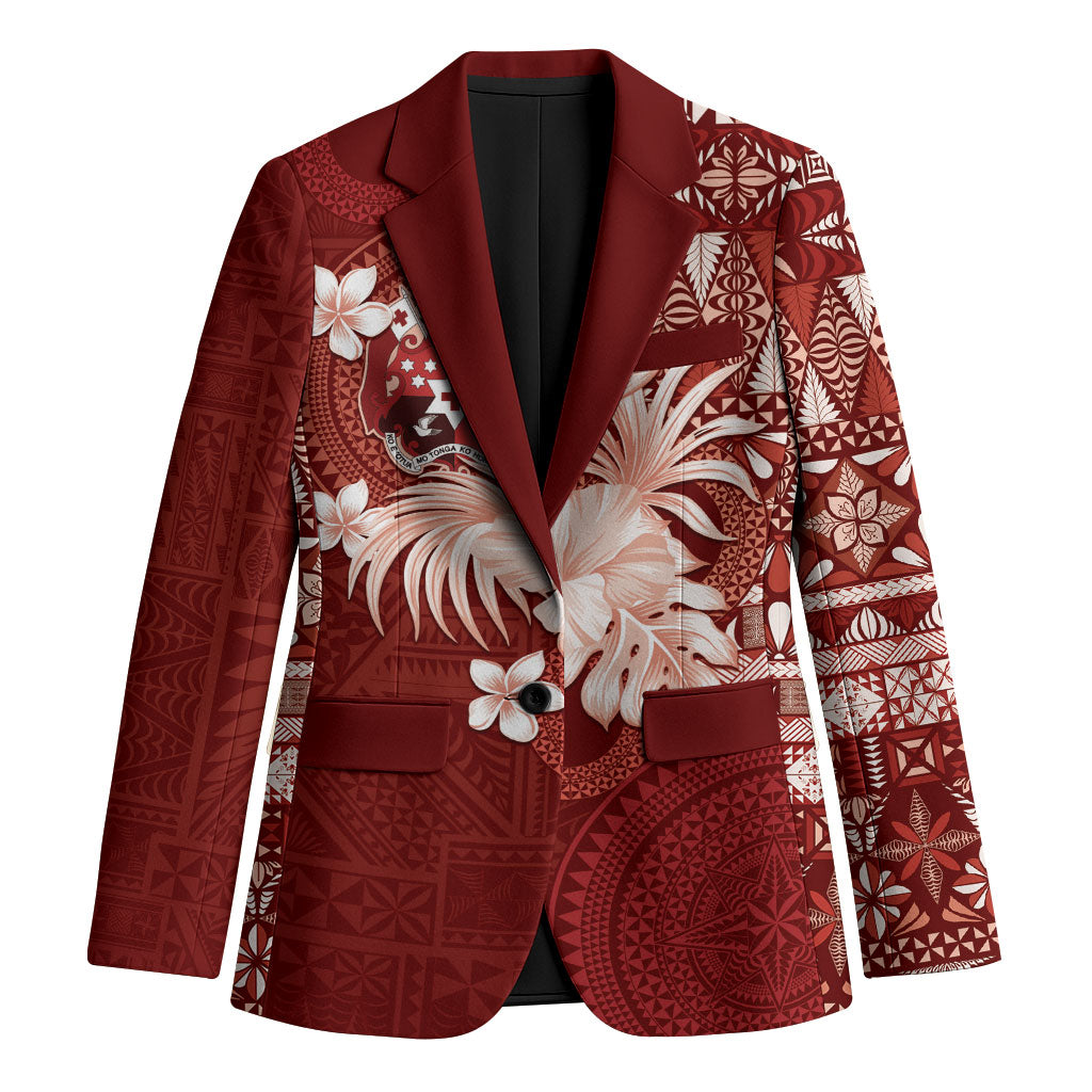 Tonga Ngatu Motifs Blazer With Coat Of Arms Red