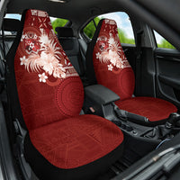 Tonga Ngatu Motifs Car Seat Cover With Coat Of Arms Red LT05 One Size Red - Polynesian Pride