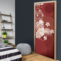 Tonga Ngatu Motifs Door Cover With Coat Of Arms Red