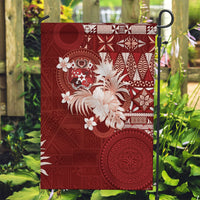 Tonga Ngatu Motifs Garden Flag With Coat Of Arms Red