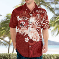 Tonga Ngatu Motifs Hawaiian Shirt With Coat Of Arms Red