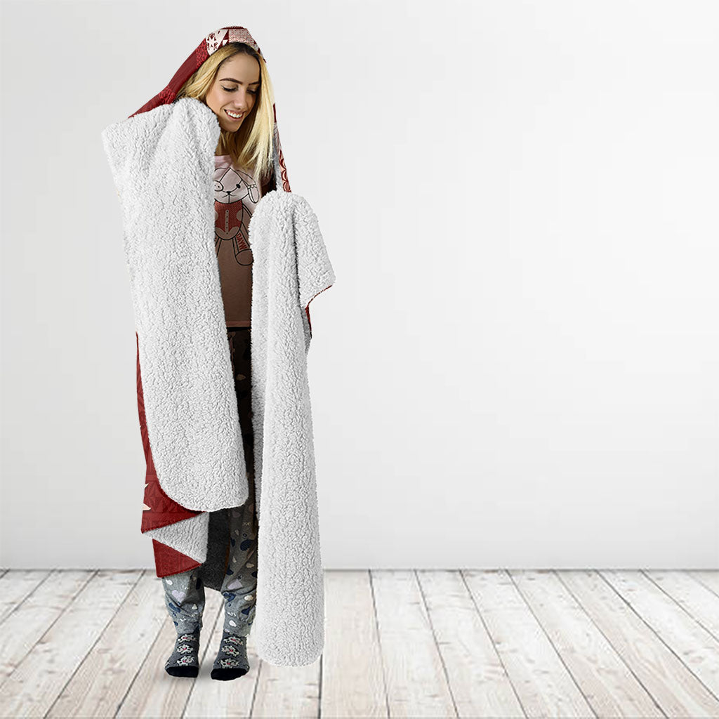 Tonga Ngatu Motifs Hooded Blanket With Coat Of Arms Red