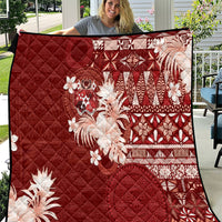 Tonga Ngatu Motifs Quilt With Coat Of Arms Red